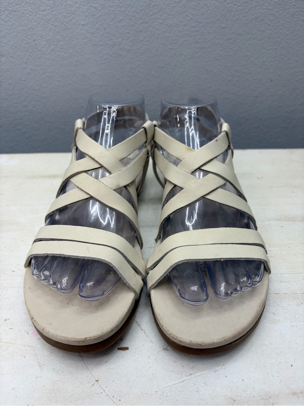 Teva Beige Leather Avalina Crossover Leather Gladiator Sandals Size 6 - Picture 4 of 8